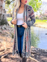 Load image into Gallery viewer, Clara Aztec Print Knitted Open Cardigan
