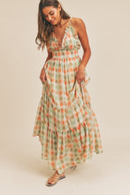 Load image into Gallery viewer, Camellia Spaghetti Strap Ruffle Plaid Maxi Dress
