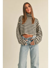 Load image into Gallery viewer, Yvette Striped Turtle Neck Crop Sweater
