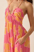 Load image into Gallery viewer, Bloom Wildly Floral Halter Tie-Back Crepe Maxi Dress
