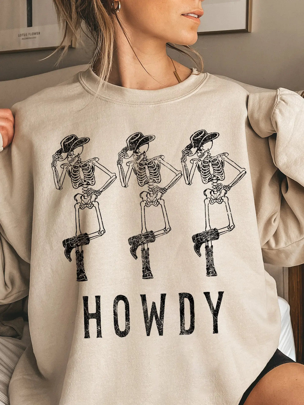 Howdy Cowboy Skeletons Halloween Sweatshirt