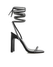Load image into Gallery viewer, BILLINI-Haleigh Black Satin Ankle Strap Heel
