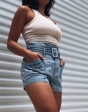 Load image into Gallery viewer, Isabella Paper-Bag Denim Shorts
