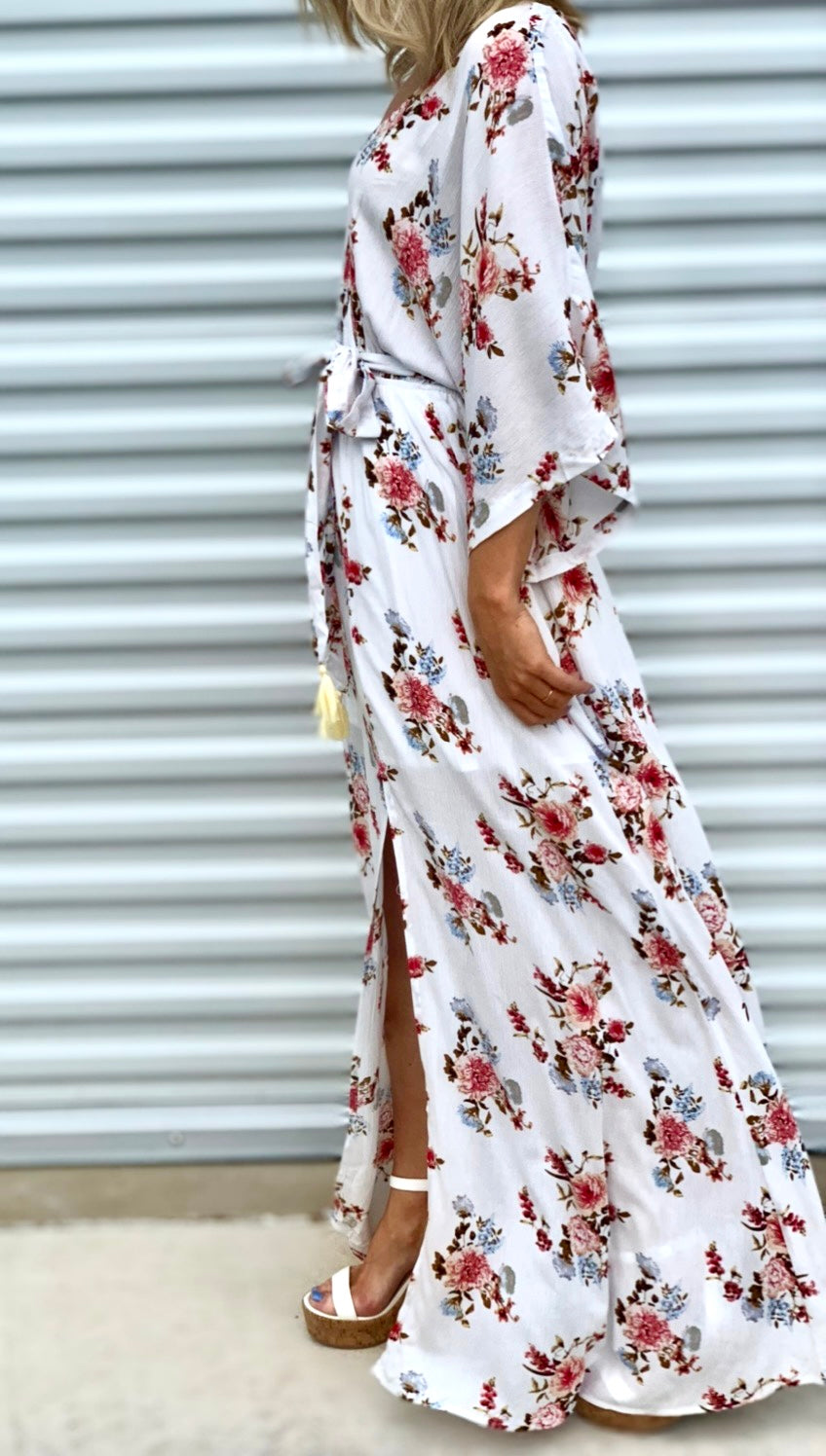 Go With The Flow Kimono Sleeve Maxi Dress
