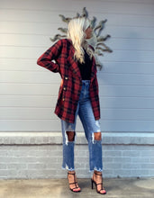 Load image into Gallery viewer, Blaze Cranberry Wine Plaid Coat
