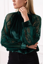 Load image into Gallery viewer, Juliet Romantic Velvet Blouse With Lace Sleeves
