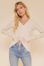 Load image into Gallery viewer, Birdie Cinched Front Long Sleeve Ribbed Top
