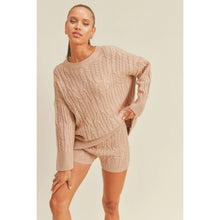 Load image into Gallery viewer, Lana Long Sleeve Cable Knit Sweater And Shorts Set
