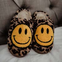 Smiley Face Leopard Slippers