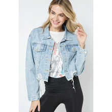 Load image into Gallery viewer, Nena Ripped Denim Cropped Jacket
