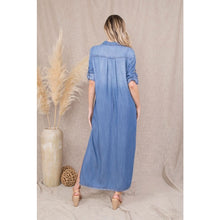 Load image into Gallery viewer, Feeling Myself Chambray Blue Midi Dress
