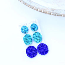 Load image into Gallery viewer, Tulum Cascading Blue Beaded Drop Earring
