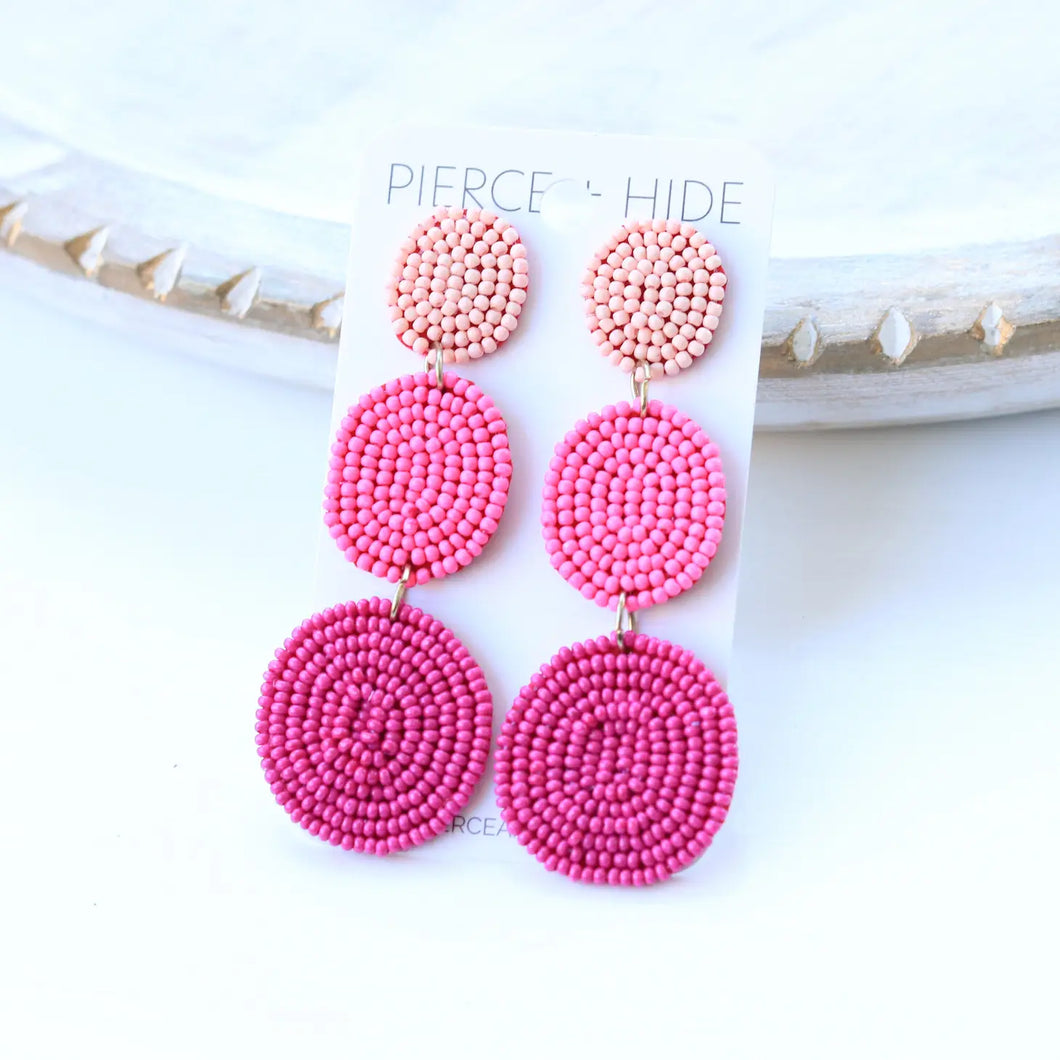 Tulum Cascading Pink Beaded Drop Earring