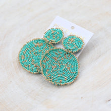 Load image into Gallery viewer, Maya Mint And Gold Drop Disc Earring
